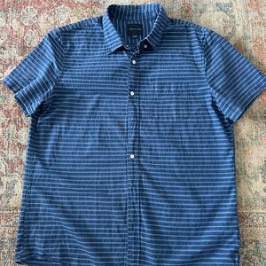American Eagle Navy Striped Button Down Shirt
